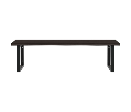 Estante de lavabo de pared de acero y madera maciza de roble