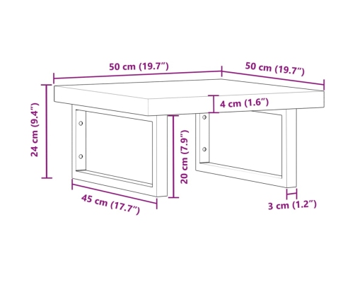 Estante de lavabo de pared acero y madera maciza de acacia