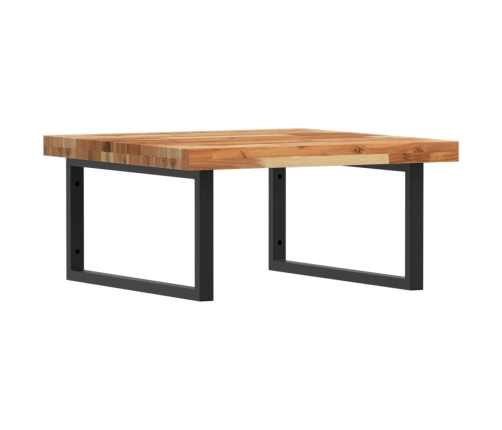 Estante de lavabo de pared acero y madera maciza de acacia