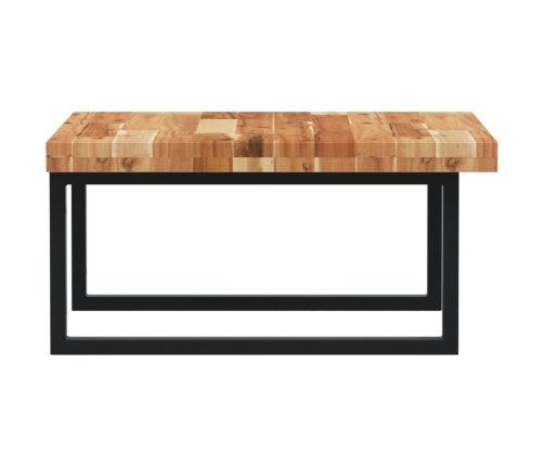Estante de lavabo de pared acero y madera maciza de acacia