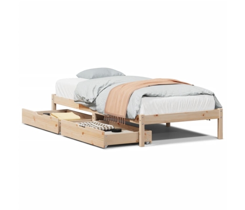 Estructura de cama sin colchón madera maciza pino 75x190 cm