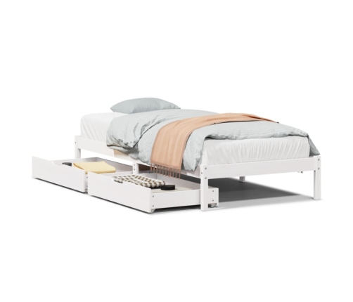 Estructura de cama sin colchón madera maciza blanca 75x190 cm