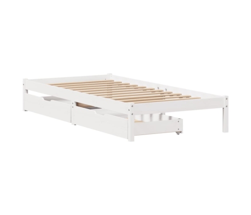 Estructura de cama sin colchón madera maciza blanca 75x190 cm