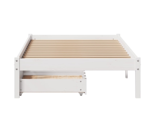 Estructura de cama sin colchón madera maciza blanca 75x190 cm