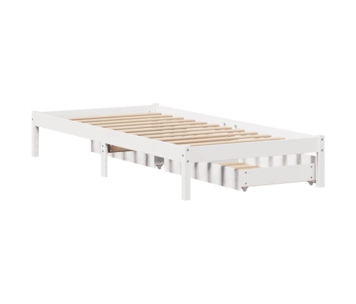 Estructura de cama sin colchón madera maciza blanca 75x190 cm