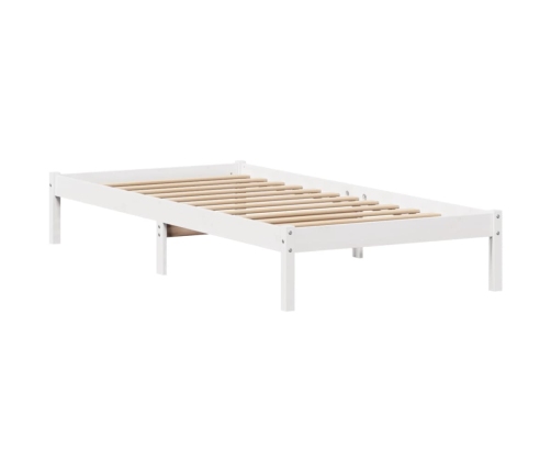 Estructura de cama sin colchón madera maciza blanca 75x190 cm