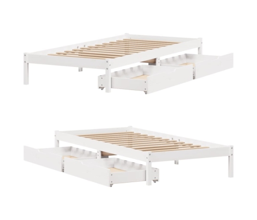 Estructura de cama sin colchón madera maciza blanca 75x190 cm