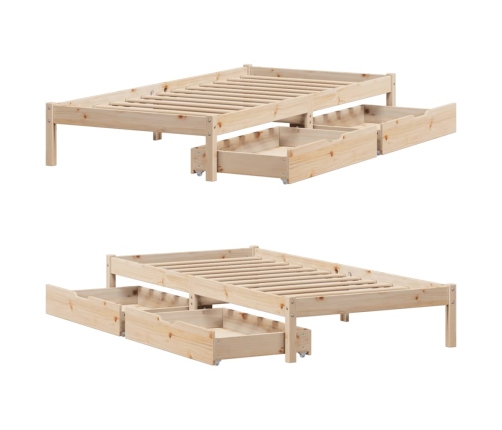 Estructura de cama sin colchón madera maciza de pino 90x190 cm