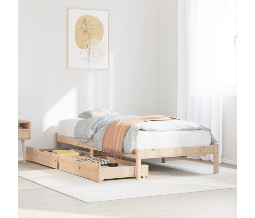 Estructura de cama sin colchón madera maciza de pino 90x190 cm