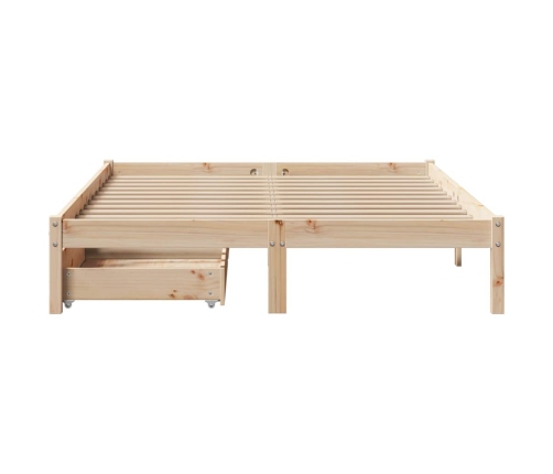 Estructura de cama sin colchón madera maciza de pino 120x190 cm