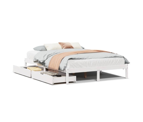 Estructura de cama sin colchón madera maciza blanca 120x190 cm