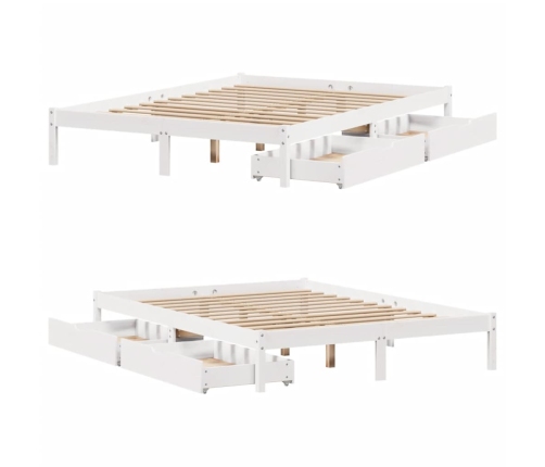 Estructura de cama sin colchón madera maciza blanca 120x190 cm