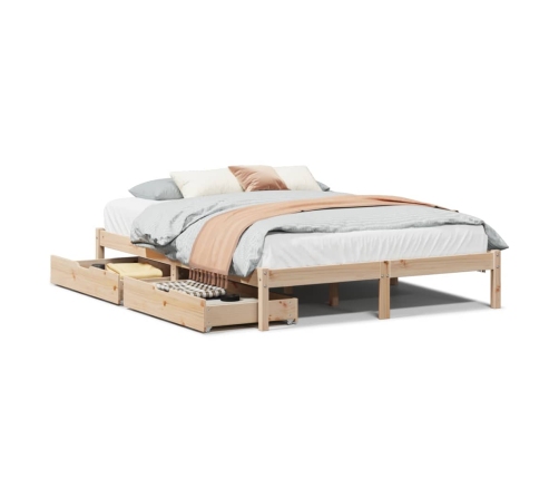 Estructura de cama sin colchón madera maciza de pino 135x190 cm