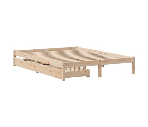 Estructura de cama sin colchón madera maciza de pino 135x190 cm