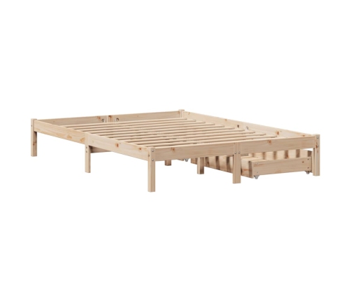 Estructura de cama sin colchón madera maciza de pino 135x190 cm