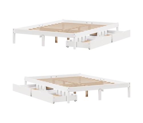 Estructura de cama sin colchón madera de pino blanco 135x190 cm