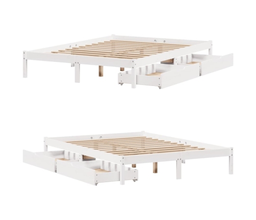 Estructura de cama sin colchón madera de pino blanca 140x190 cm