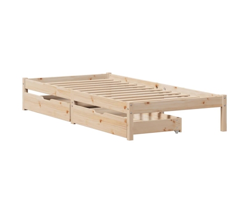 Estructura de cama sin colchón madera maciza de pino 90x200 cm