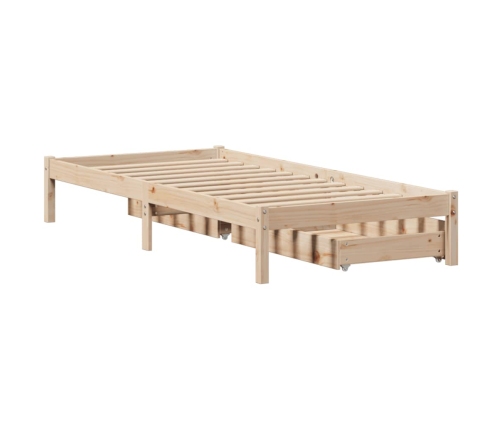 Estructura de cama sin colchón madera maciza de pino 90x200 cm