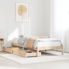 Estructura de cama sin colchón madera maciza de pino 90x200 cm