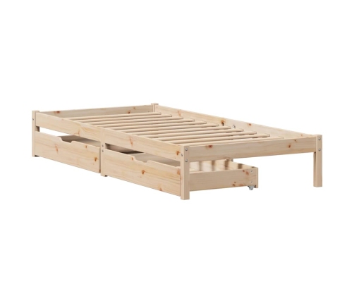 Estructura de cama sin colchón madera maciza de pino 100x200 cm