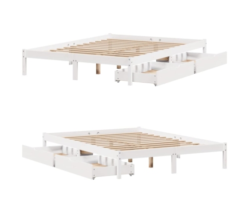 Estructura de cama sin colchón madera de pino blanca 120x200 cm