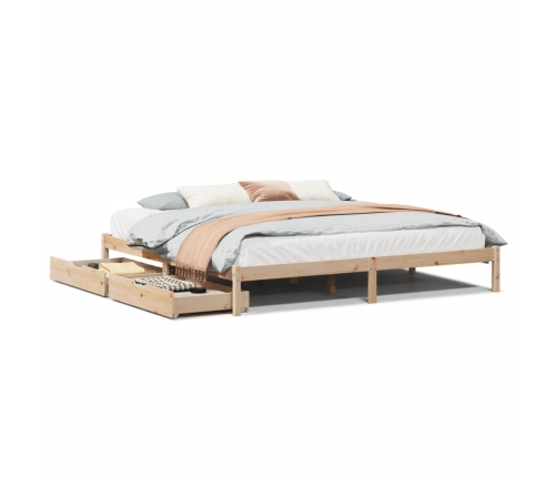 Estructura de cama sin colchón madera maciza de pino 180x200 cm