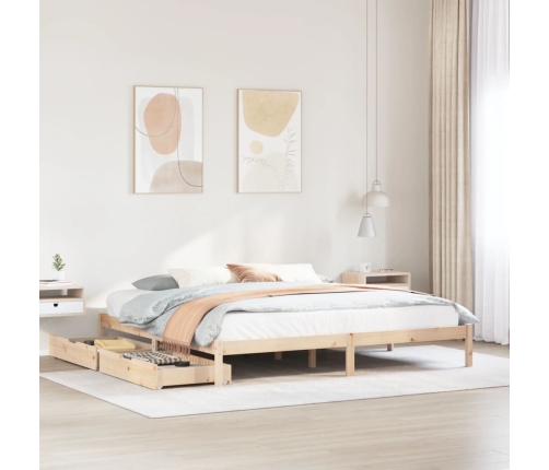 Estructura de cama sin colchón madera maciza de pino 200x200 cm