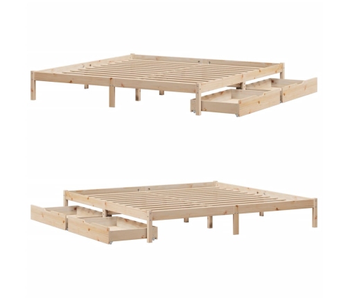 Estructura de cama sin colchón madera maciza de pino 200x200 cm