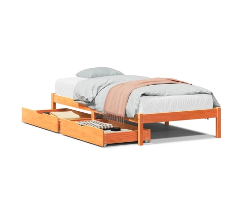 Estructura de cama sin colchón madera maciza marrón 75x190 cm