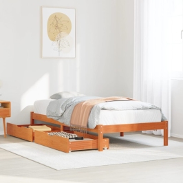 Estructura de cama sin colchón madera maciza marrón 75x190 cm