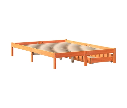 Estructura de cama sin colchón madera maciza marrón 120x190 cm