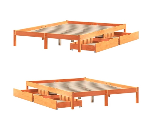 Estructura de cama sin colchón madera maciza marrón 120x190 cm