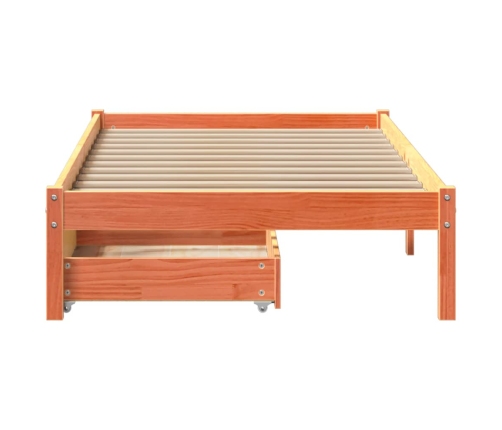 Cama sin colchón madera maciza de pino marrón cera 100x200 cm