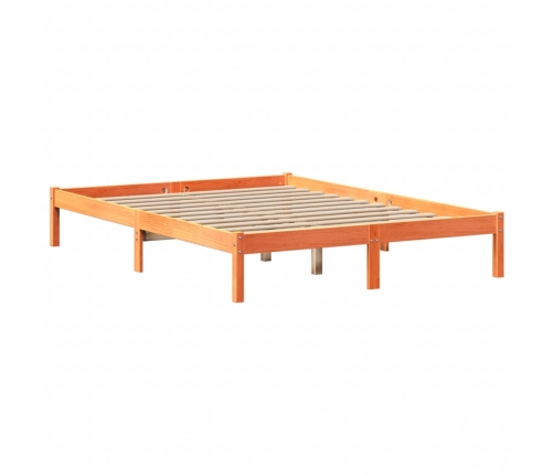 Cama sin colchón madera maciza de pino marrón cera 120x200 cm