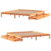 Cama sin colchón madera maciza de pino marrón cera 200x200 cm