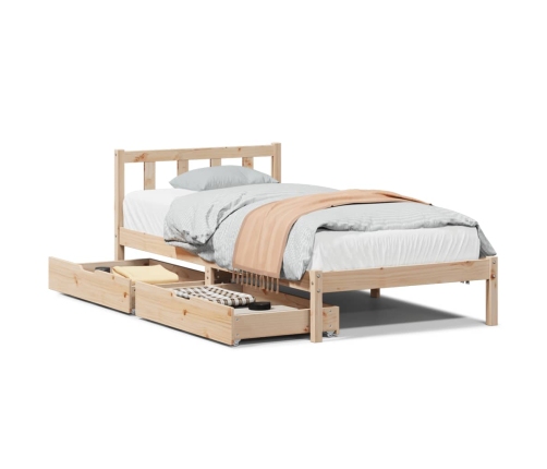 Estructura de cama sin colchón madera maciza pino 75x190 cm