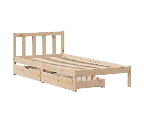 Estructura de cama sin colchón madera maciza pino 75x190 cm