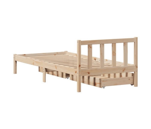 Estructura de cama sin colchón madera maciza pino 75x190 cm