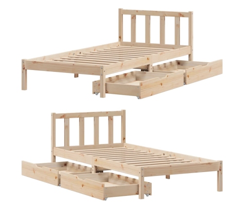 Estructura de cama sin colchón madera maciza pino 75x190 cm