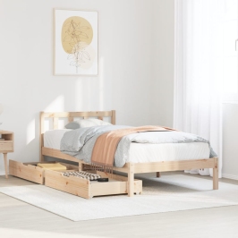 Estructura de cama sin colchón madera maciza pino 75x190 cm