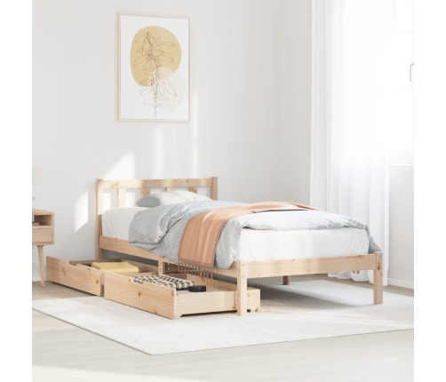 Estructura de cama sin colchón madera maciza pino 75x190 cm