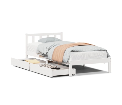 Estructura de cama sin colchón madera maciza blanca 90x190 cm