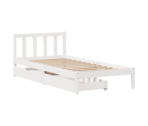 Estructura de cama sin colchón madera maciza blanca 90x190 cm