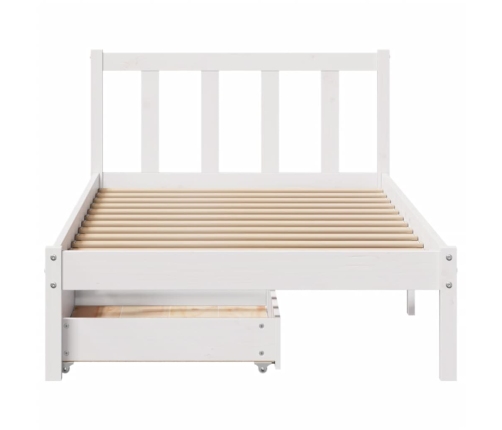 Estructura de cama sin colchón madera maciza blanca 90x190 cm