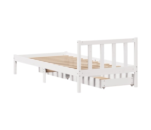 Estructura de cama sin colchón madera maciza blanca 90x190 cm