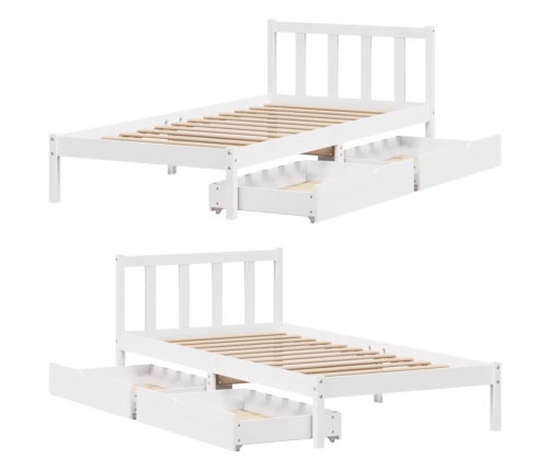 Estructura de cama sin colchón madera maciza blanca 90x190 cm