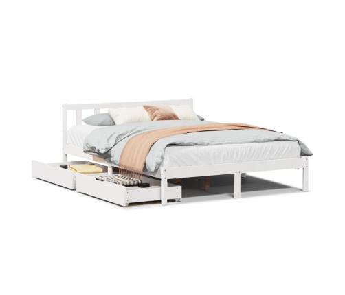 Estructura de cama sin colchón madera maciza blanca 120x190 cm