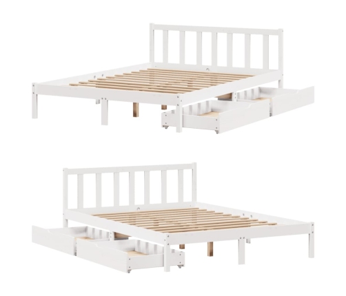 Estructura de cama sin colchón madera maciza blanca 120x190 cm