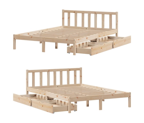 Estructura de cama sin colchón madera maciza de pino 135x190 cm